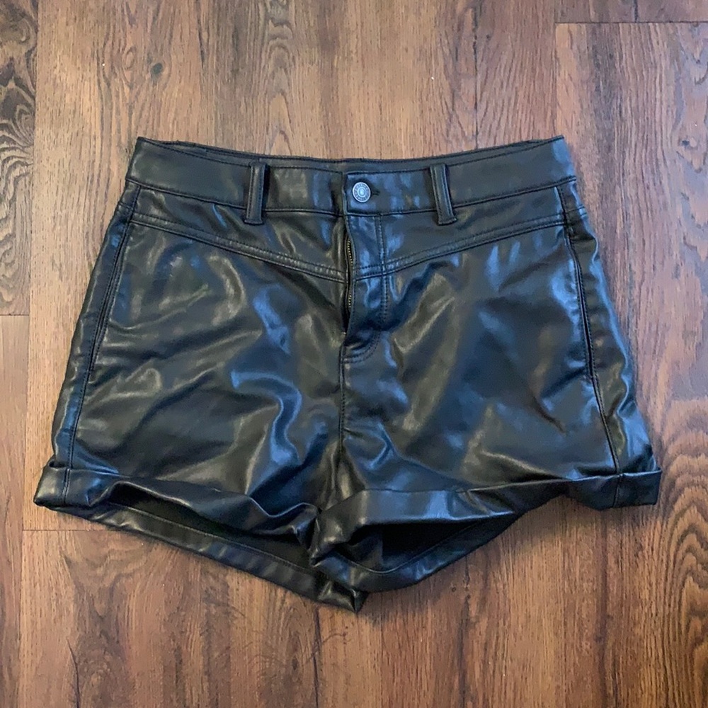 Black leather shorts